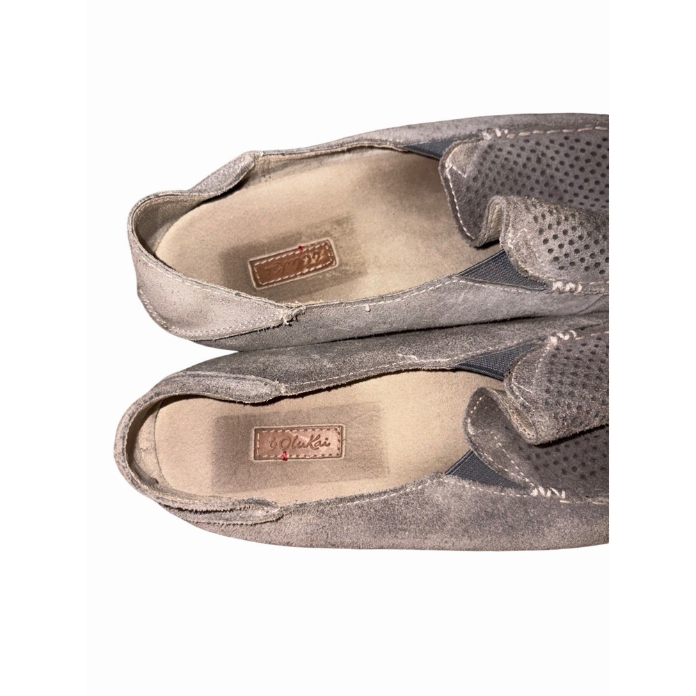 OluKai Nohea Perf Gray Suede Leather Loafer Slip-on Shoes Women's Size 10 - Picture 4 of 7